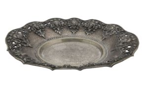 A planished dish, marked 800