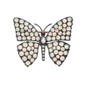 An opal and diamond butterfly brooch
