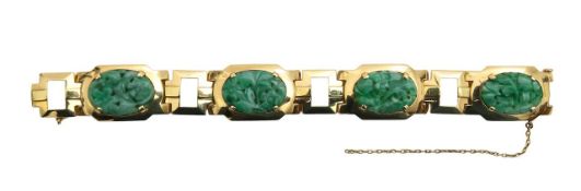 A classical style French jade panel bracelet