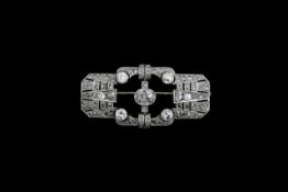 An attractive Continental Art Deco diamond set panel brooch