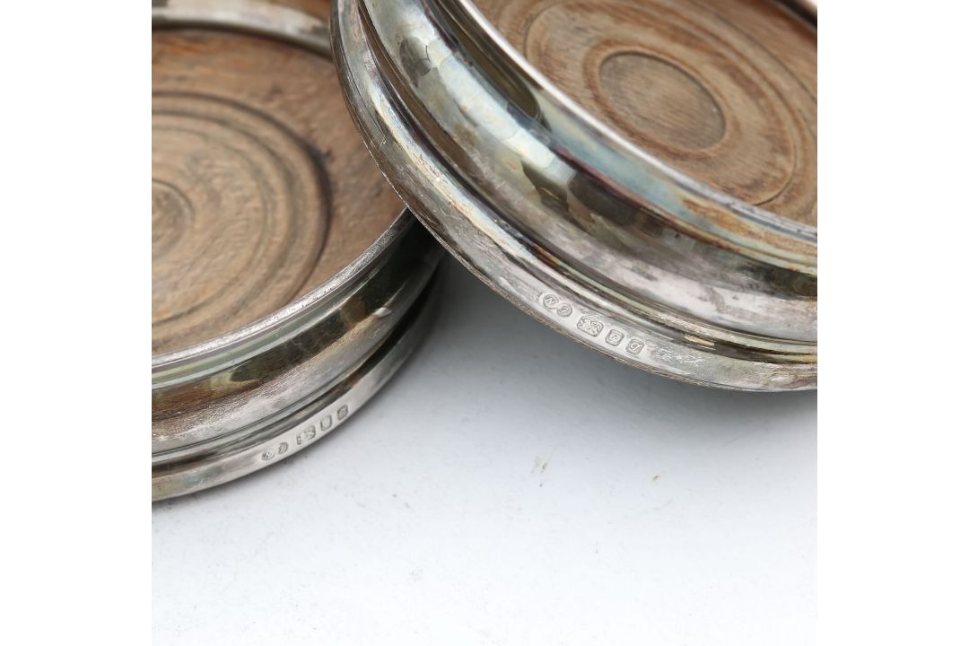 A pair of silver wine coasters - Image 2 of 2
