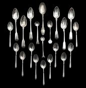 A collection of silver tea, coffee and cruet spoons