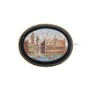 Micro mosaic oval brooch