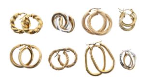 A collection of 9ct gold hoop earrings