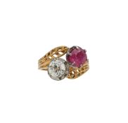 A French ruby and diamond dress ring