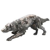 A large silver plated figure of a red setter,