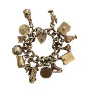 An unusual gold charm bracelet