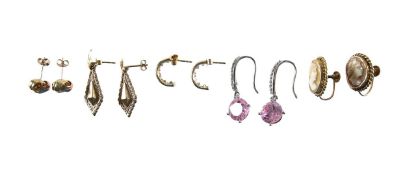A collection of stone set earrings