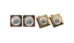 Two pairs of 9ct gold and mabe pearl cufflinks