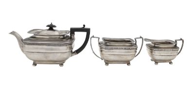A George V silver three piece tea service