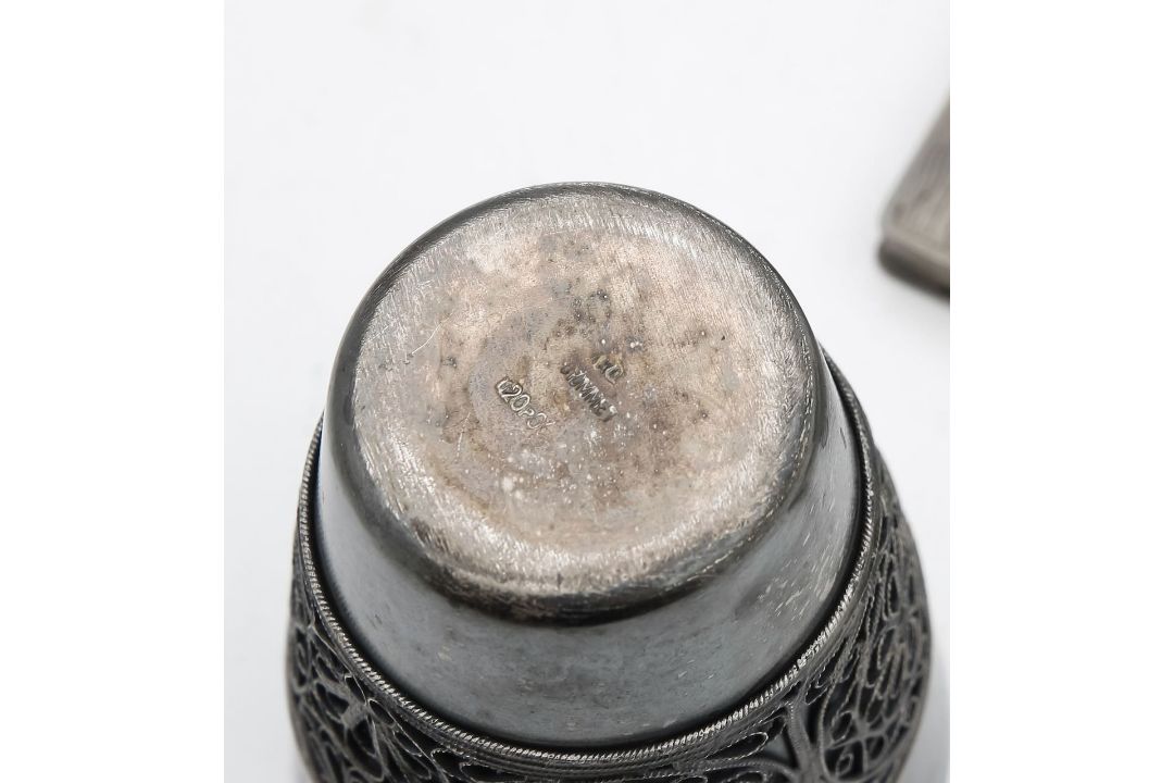 A group of four Eastern European silver cigarette cases and a beaker - Image 2 of 4