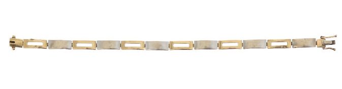 A 9ct yellow and white gold square link bracelet