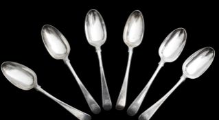 A set of six George III Old English pattern silver tablespoons