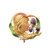 A Krementz 14K Art Nouveau polychrome enamel brooch