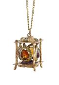 A unusual gem set lantern pendant
