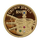 A Sierra Leone gold $50 Crown Jewels coin
