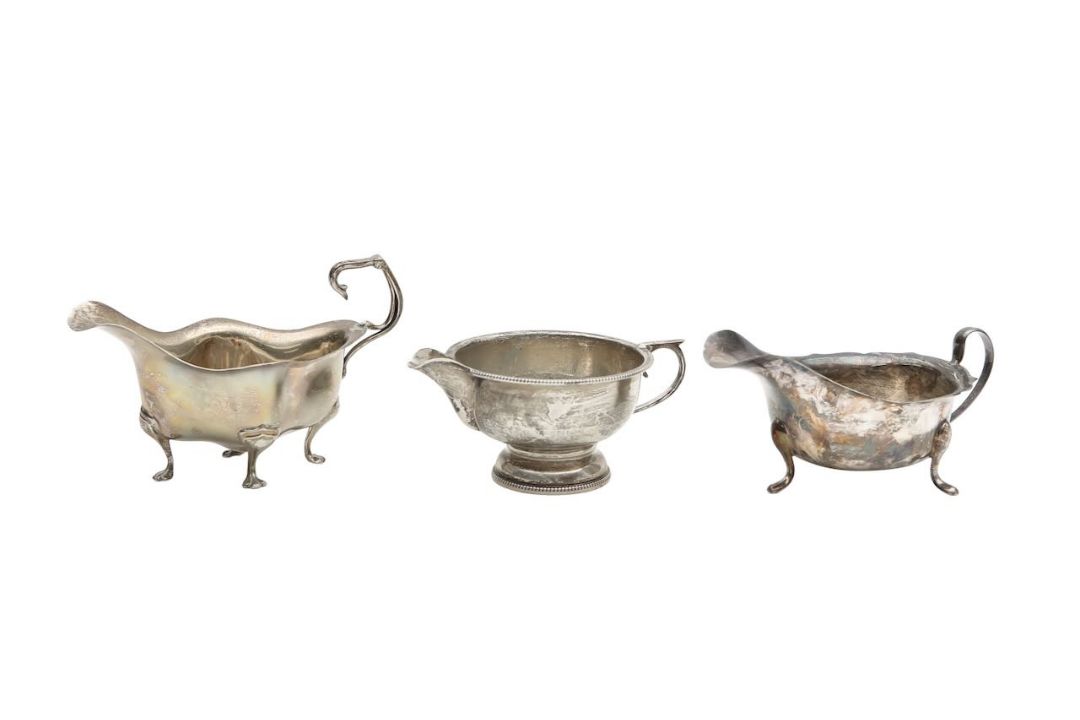 Two silver sauceboats, and a cream jug - Image 1 of 3