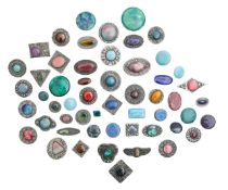 A large collection of Ruskin and other Arts & Crafts brooches and buttons