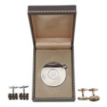 A Dunhill cigar cutter, and two pairs of silver cufflinks