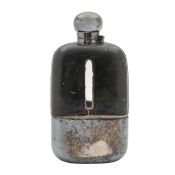 A James Dixon & Sons leather and silver plated hip flask