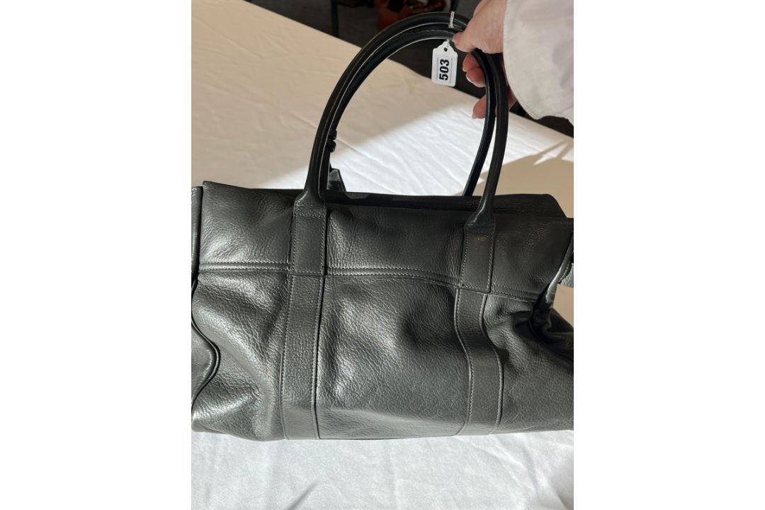 A Mulberry 'Bayswater' Charcoal Grey Oak leather handbag - Image 8 of 11