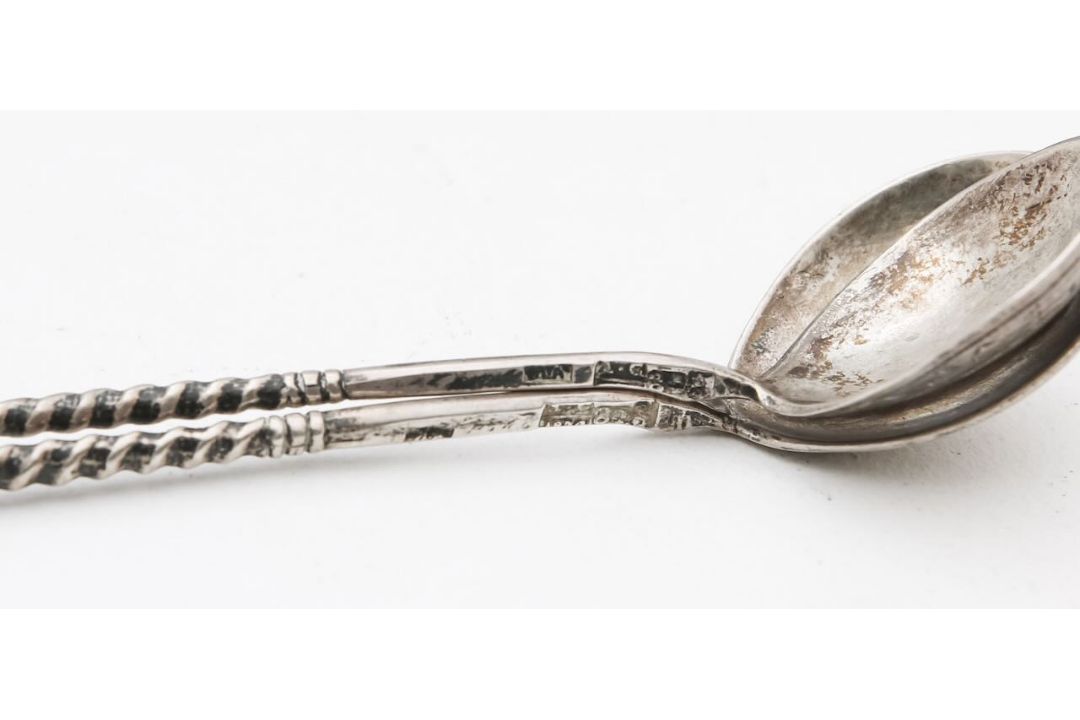 A Russian silver tray and a pair of teaspoons - Image 3 of 4