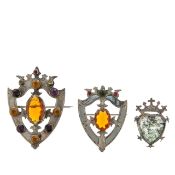 Three Victorian Scottish silver agate and hardstone brooches