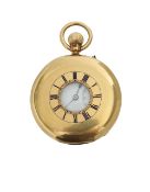 An 18ct gold Victorian key less half hunter pocket watch