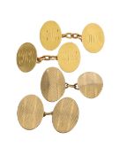A set of 18ct and a set of 9ct cuff links