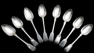 A group of eight George III and later silver spoons