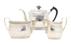 A George III silver four piece tea service