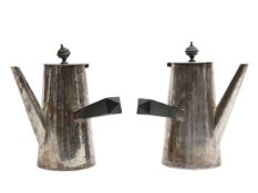 A George VI silver chocolate and hot water pot,