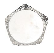 A George V silver card tray