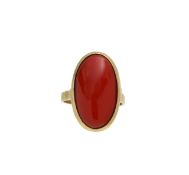 An Italian red coral dress ring