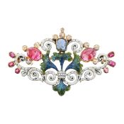 A gem-set, enamel and yellow gold giardinetto brooch