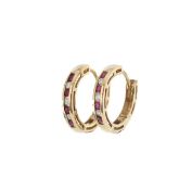 A pair of gold ruby and diamond earrings