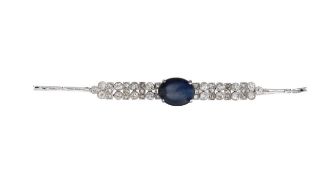 A diamond and sapphire link bracelet
