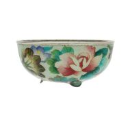 A Japanese cloisonné enamel and partial plique à jour bowl