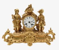 A French gilt-metal mantle clock