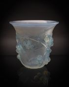 René Lalique (French, 1860-1945), a Mûres opalescent glass vase