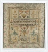 A 19th century needlework sampler