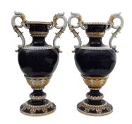 A pair of large Meissen porcelain vases