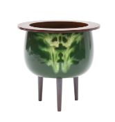 A Japanese Ando enamel tripod censer