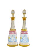 A pair of Bohemian cut glass decanters