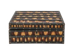 A Sinhalese porcupine quill and ebony workbox