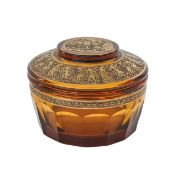 A Moser Karlsbad amber glass bowl and cover,