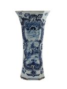 A Delft t'Fortuyn blue and white pottery beaker vase
