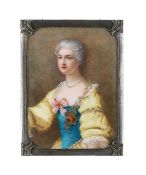 A Continental painted porcelain portrait of a lady