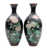 A pair of Japanese cloisonné vases