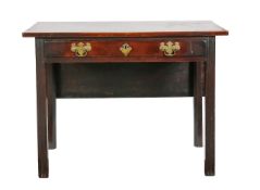 An early George III mahogany side table with drop flap